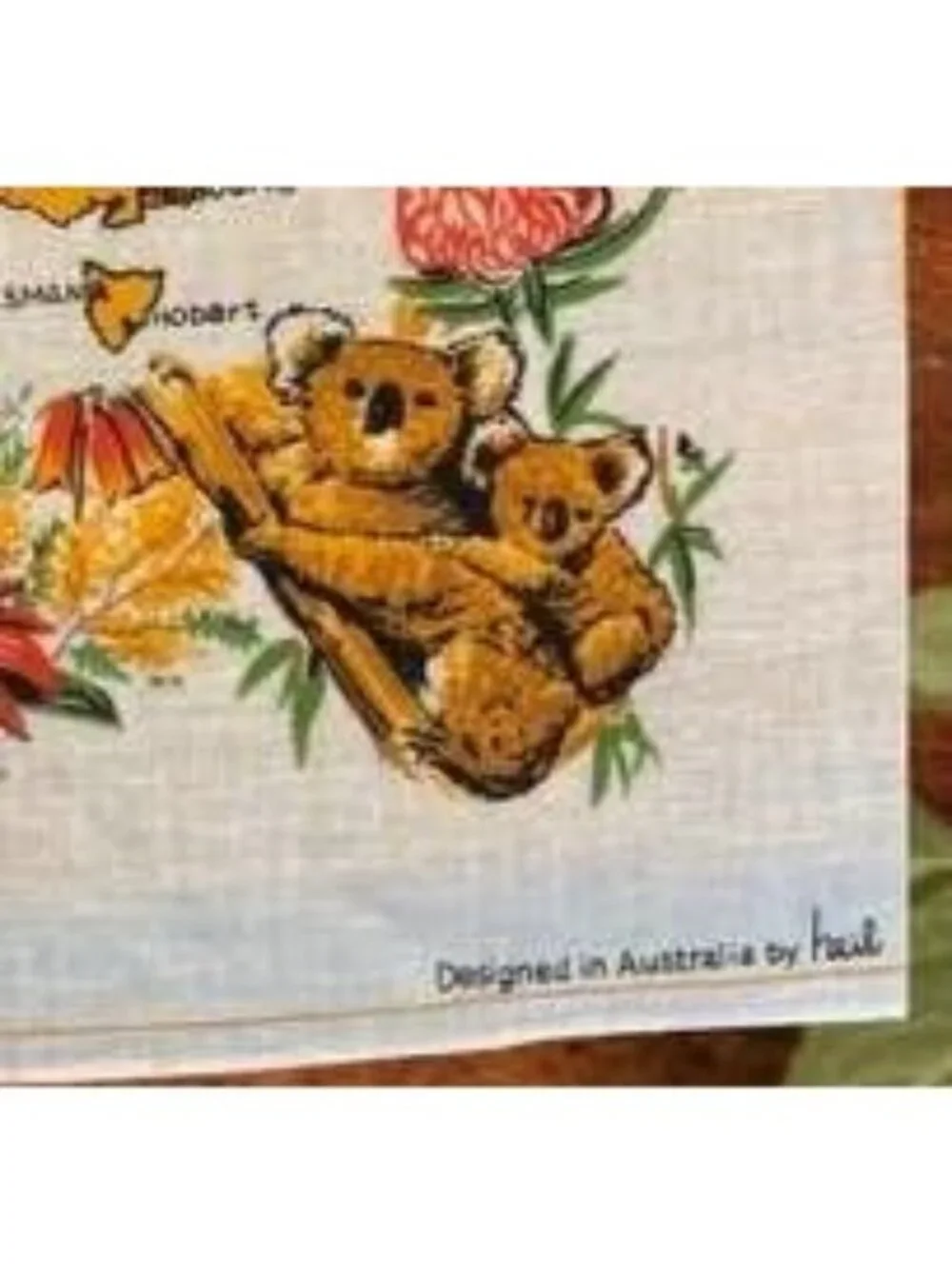 Vintage Australia Souvenir Hankie, Koala Kangaroo Map Handkerchief, Australian - Picture 1 of 5